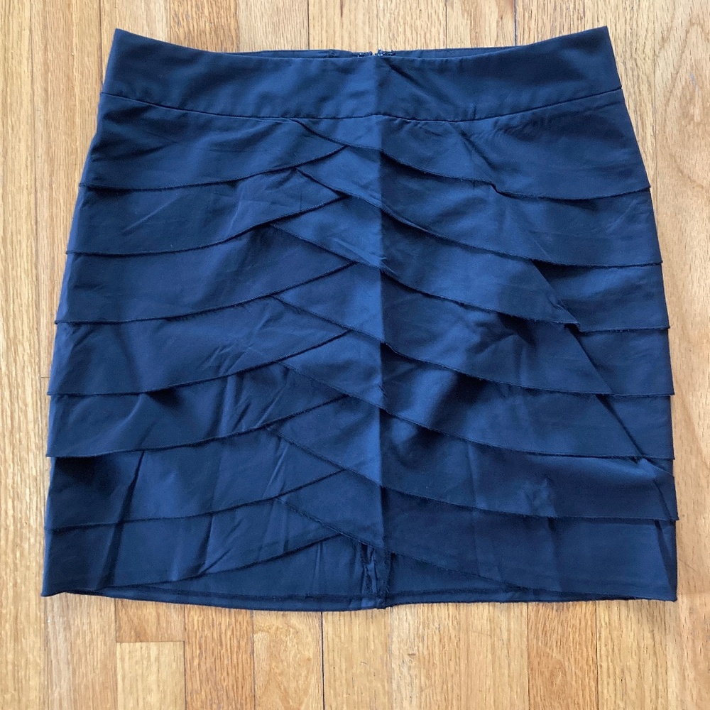 BCBG MaxAzria Black Tiered, Layered Mini Skirt Size 0